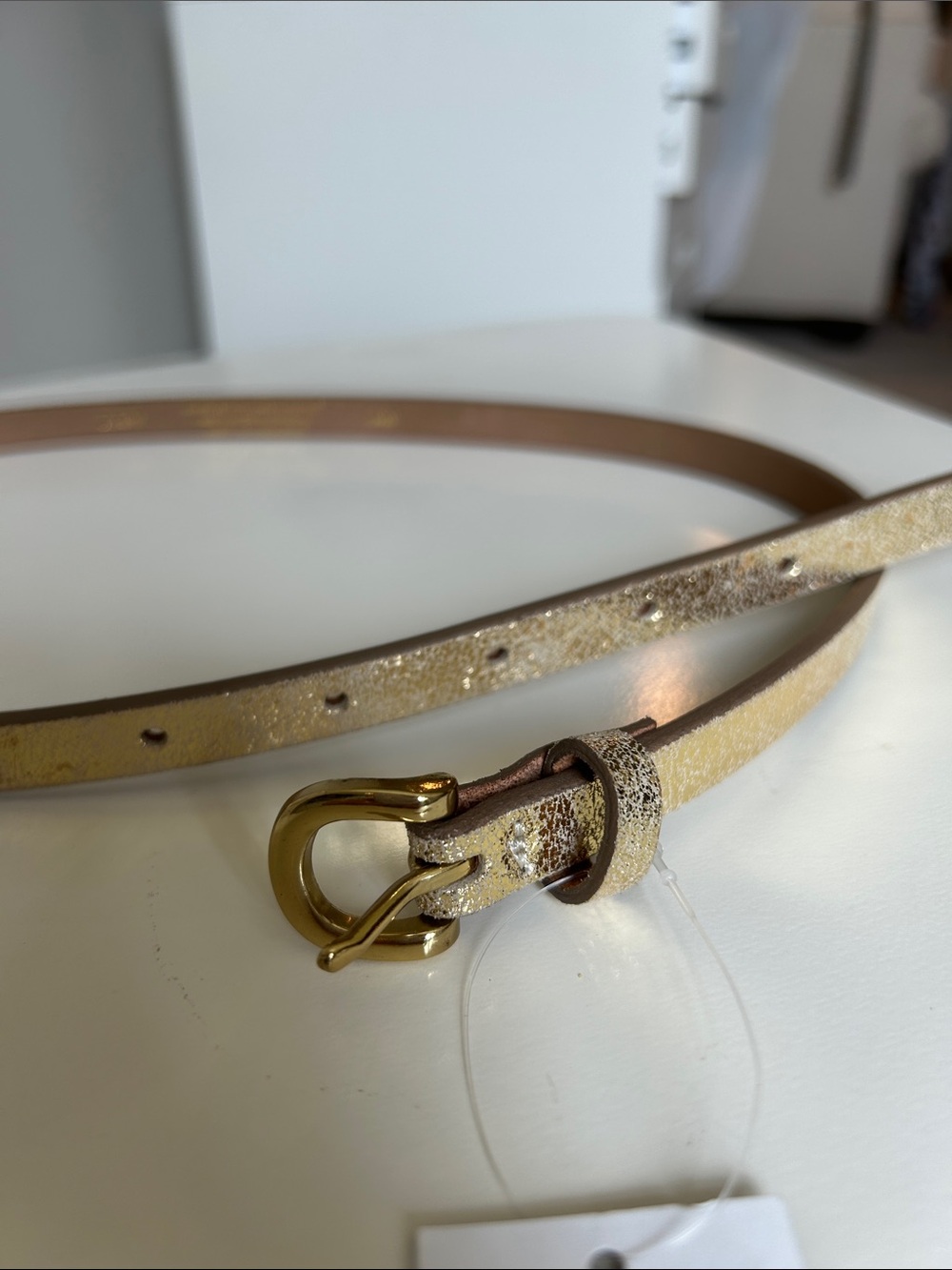 J. Crew Metallic Gold Skinny Leather Belt - Picture 3 of 14